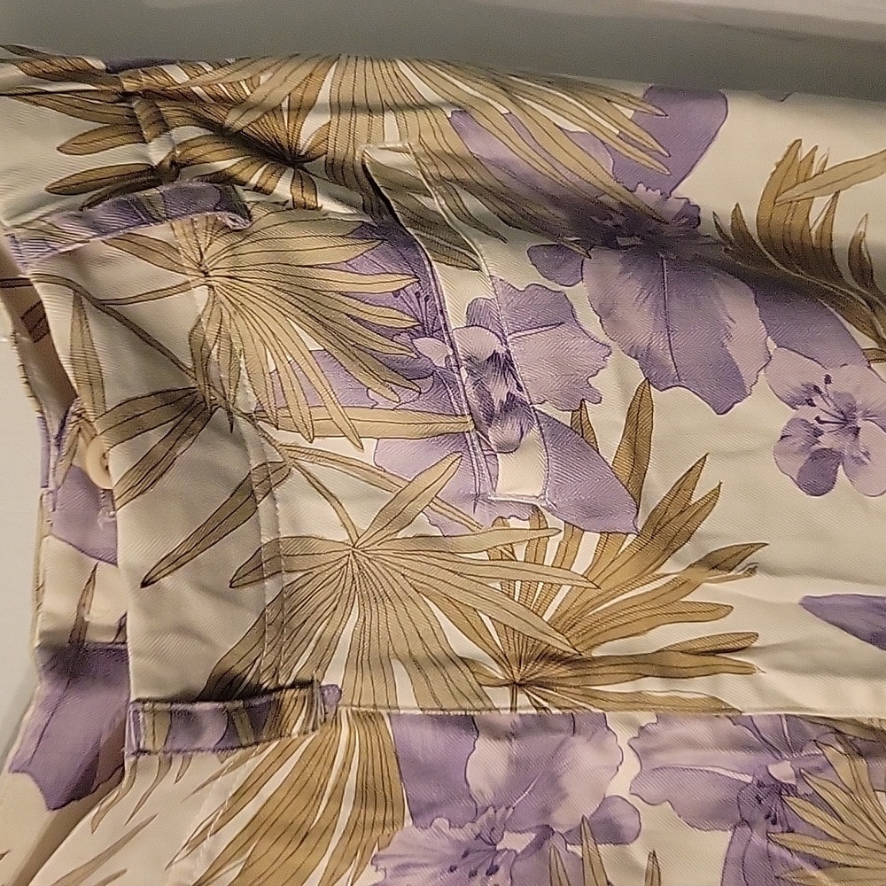 Kate Hill Women Pant Island Getway Beige Floral Multicolor Size 2X Sides Elastic - Picture 2 of 9